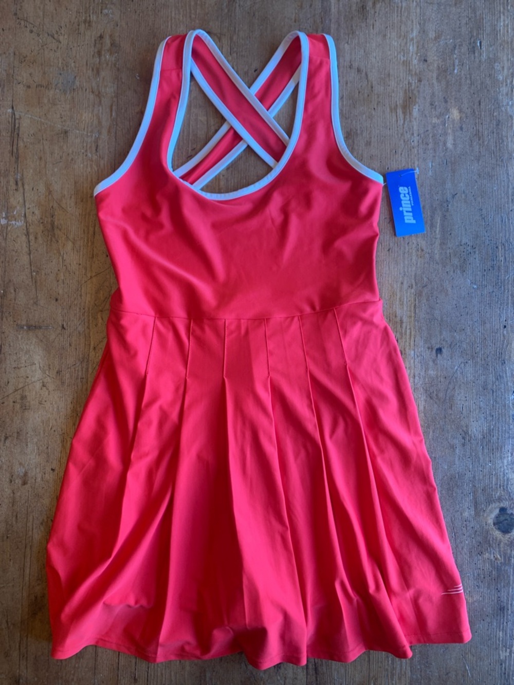 Prince Red Tennis Dress with White Trim and Crossback
